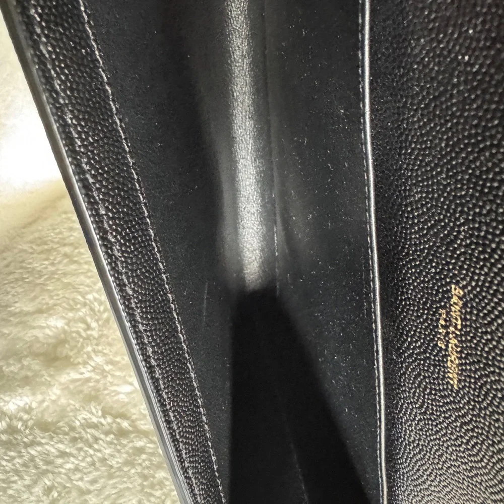 SAINT LAURENT Uptown Chain Wallet in Grain De Poudre Embossed Leather - Picture 10 of 14